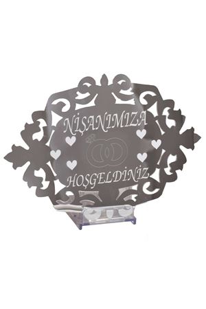 PartiPan Nişanımıza Hoşgeldiniz Pleksi Kapı Duvar Süsü Gümüş
