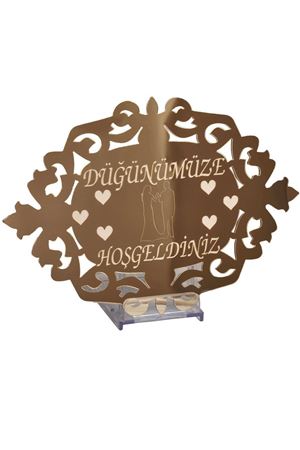 Ayna Düğünümüze Hoşgeldiniz Pleksi Gold