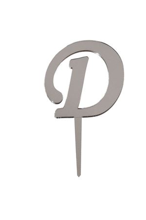 D Harf Aynalı Pleksi Gümüş 8 cm