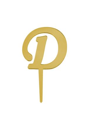 D Harf Aynalı Pleksi Gold 8cm