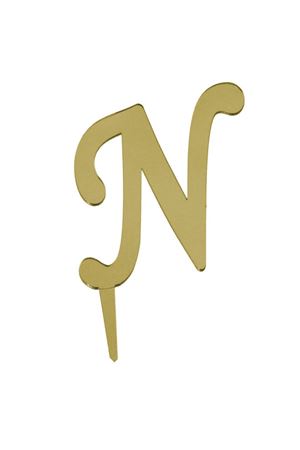 N Harf Aynalı Pleksi Gold 8 cm