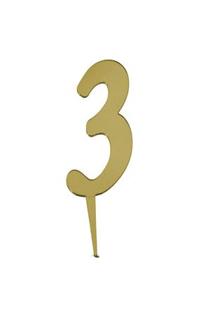 3 Rakamı Aynalı Pleksi Gold 8 cm