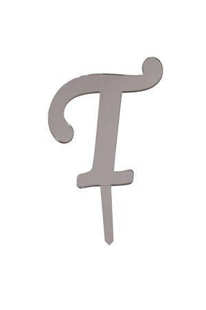 T Harf Aynalı Pleksi Gümüş 8 cm