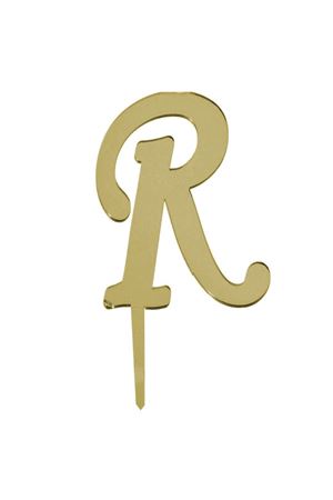R Harf Aynalı Pleksi Gold  8 cm