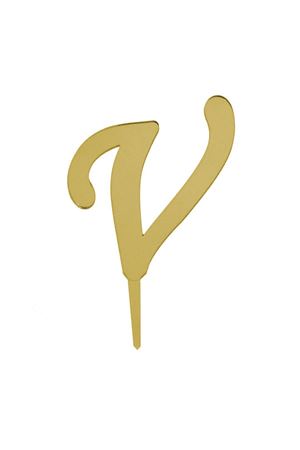 V Harf Aynalı Pleksi Gold 8 cm