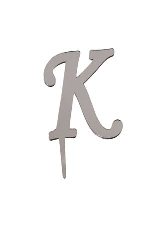 K Harf Aynalı Pleksi Gümüş 8 cm