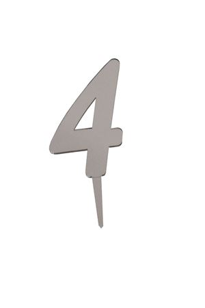 4 Rakamı Aynalı Pleksi  Gümüş 8 cm