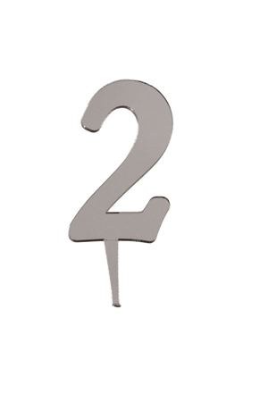 2 Rakamı Aynalı Pleksi Gümüş 8 cm