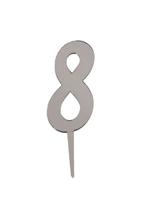 8 Rakamı Aynalı Pleksi  Gümüş 8 cm