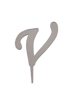 V Harf Aynalı Pleksi Gümüş 8 cm