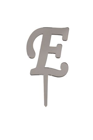 E Harf Aynalı Pleksi Gümüş 8 cm