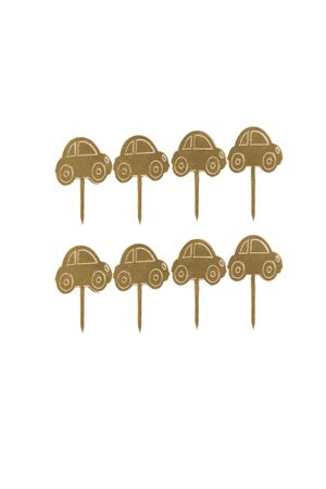 Araba Figürlü Pleksi Kürdan Gold  8 Adet