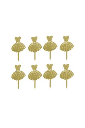 Elbise Figürlü Pleksi Kürdan Gold 8 Adet