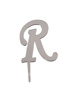 R Harf Aynalı Pleksi Gümüş 8 cm