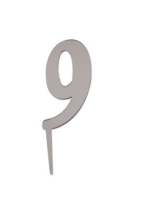 9 Rakamı Aynalı Pleksi  Gümüş 8 cm