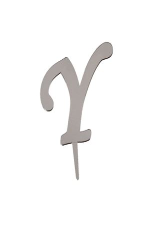 Y Harf Aynalı Pleksi Gümüş 8 cm