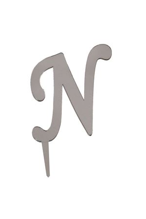 N Harf Aynalı Pleksi Gümüş 8 cm