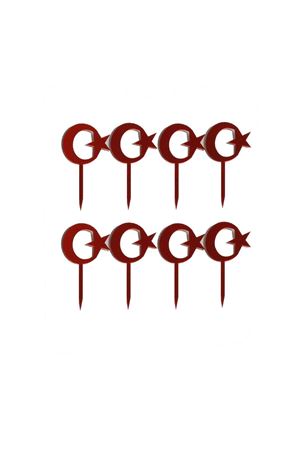 Ay Yıldız Pleksi Kürdan Kırmızı 8 Adet