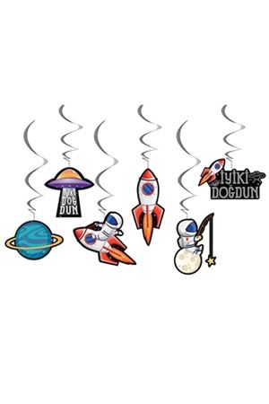 Uzay Temalı Tavan Süs 6 Adet