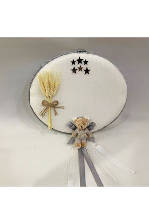 Bebek Kapı Süsü Başaklı Oval Gümüş