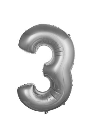 3 Rakam Folyo Balon Gümüş 76 cm