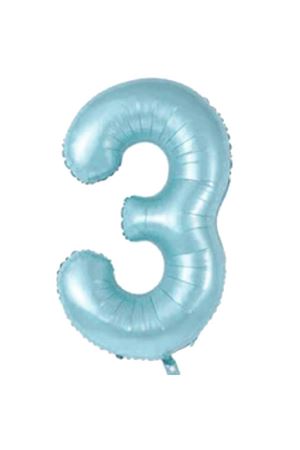 3 Rakam Folyo Balon Mavi 76 cm