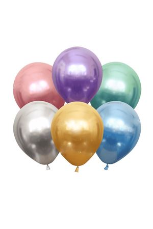 Karışık Renkli Krom Balon 50 Adet
