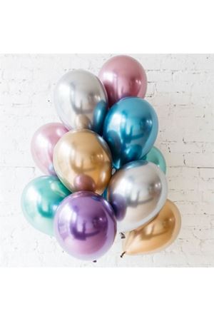Karışık Renkli Krom Balon 50 Adet