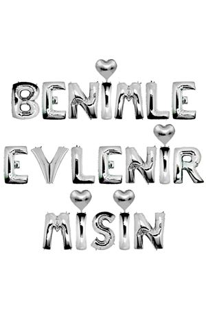 Benimle Evlenirmisin Gümüş Folyo Balon 40 cm