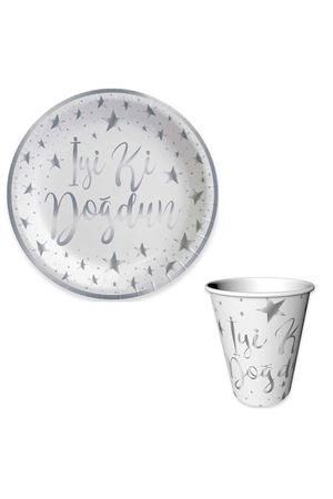 İyi ki Doğdun Gümüş Karton Tabak Bardak  6 Adet
