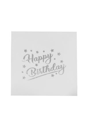 Happy Birthday Yaldızlı Peçete Beyaz 16 Adet