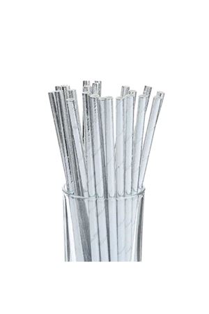 Gümüş Kağıt Pipet 25 Adet