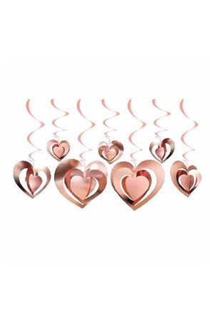3D Kalp Asmalı Tavan Süsü Rose Gold
