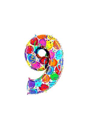 9 Rakam Renkli Folyo Balon Grabo