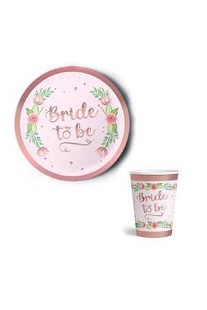 Bride To Be Rose Gold Yaldızlı Tabak Bardak