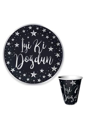 Yıldızlı İyiki Doğdun Tabak Bardak 6 adet