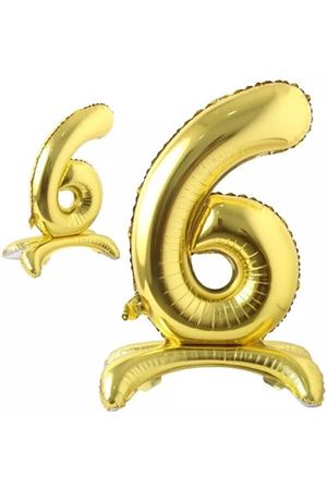 Ayaklı 6 Rakam Gold Folyo Balon