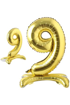 Ayaklı 9 Rakam Gold Folyo Balon