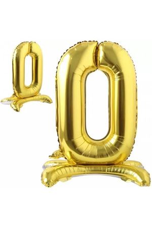Ayaklı 0 Rakam Gold Folyo Balon