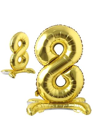 Ayaklı 8 Rakam Gold Folyo Balon
