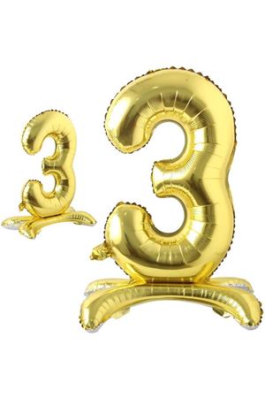 Ayaklı 3 Rakam Gold Folyo Balon