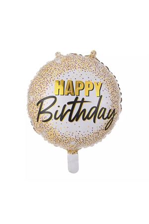Gold Varaklı Happy Bırthday Yuvarlak Folyo Balon