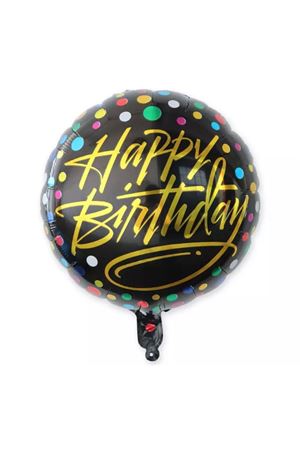 Benekli Gold Happy Bırthday Yuvarlak Folyo Balon