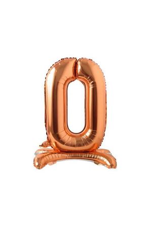 Ayaklı 0 Rakam Bronz Folyo Balon