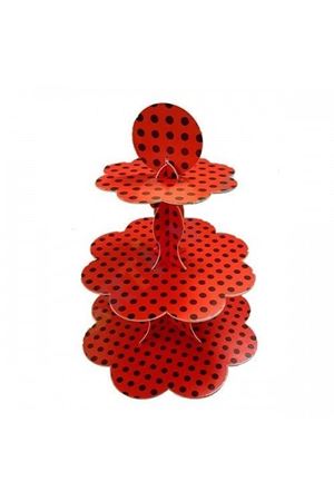 Siyah Puantiyeli Kırmızı Kek Standı