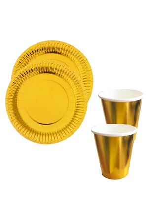 Karton Tabak Bardak Set Metalize Altın