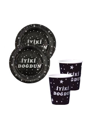 İyi ki Doğdun Gümüş Karton Tabak Bardak Set