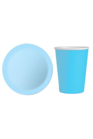 Karton Tabak Bardak Set Mavi 8 Adet