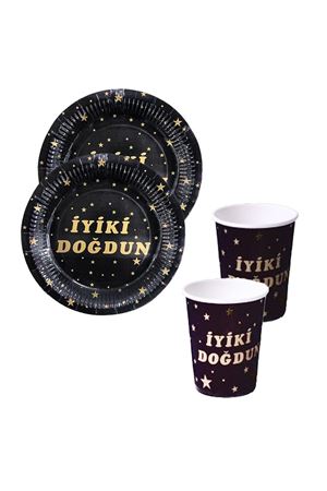 İyi ki Doğdun Gold Karton Tabak Bardak Set