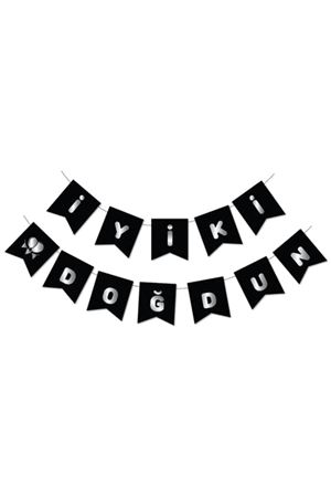 İyi ki Doğdun Banner Yaldızlı Gümüş